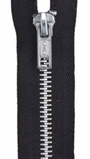 Heavy Weight Aluminum 1-Way Separating Zipper 24in Black F25A24002