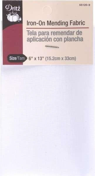 Iron on Mending Fabric 6in x 13in White 55120-9