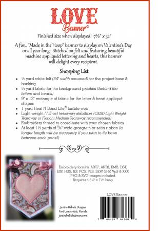 Love Banner Pattern & Embroidery Design