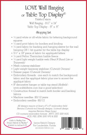 CD LOVE Wall Hanging & Table Top Display Machine Embroidery Design