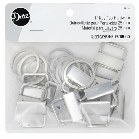 Key Fob Hardware 1in Nickel Includes Fob & Ring BLK138