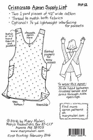Crisscross Apron Pattern MP12  Mary Mulari