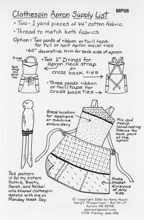 Clothespin Apron Pattern MP06 Mary Mulari