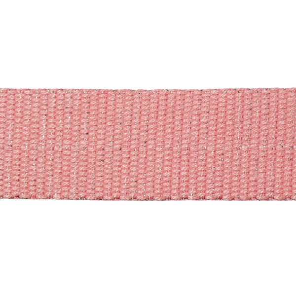 1 1/4" Metallic Webbing-Pink/Silver