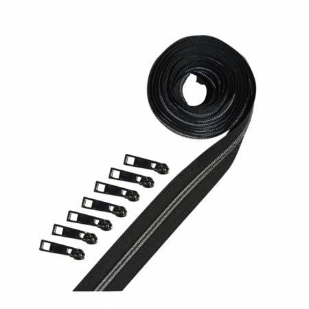 Metallic Zipper Tape Gun Metal Black BLK-GUN