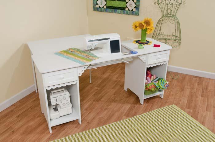 Olivia White Arrow Sewing Cabinet