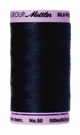 Silk-Finish Dark Blue 50wt 500M Solid Cotton Thread
