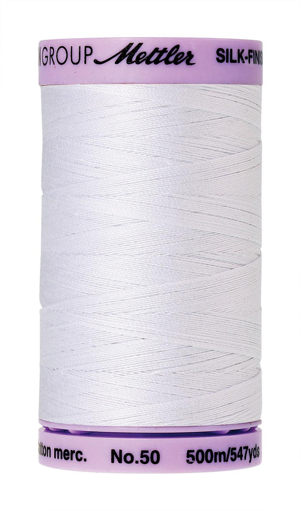 Silk-Finish White50wt 500M Solid Cotton Thread