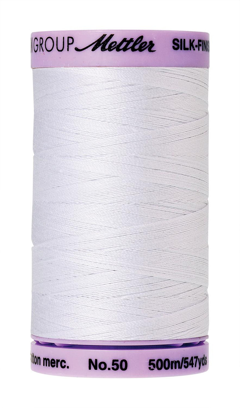 Silk-Finish White50wt 500M Solid Cotton Thread
