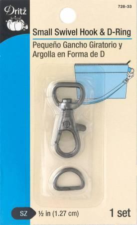 Small Swivel Hook & D-Ring Gunmetal 728-33