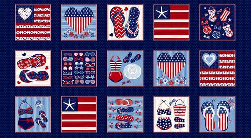 Star Spangled Beach-24" PanelNavy 7490-77