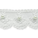 Vintage Bridal Lace W/ Pearls Trim 1-3/8" White IR7056WH