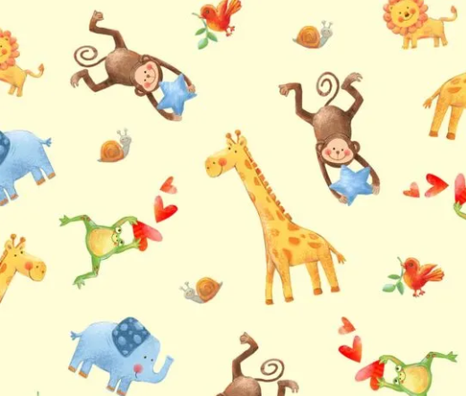 Wee Ones-Allover Jungle Animals Cream OA-594061