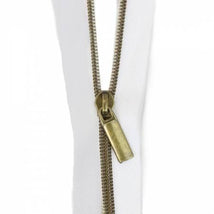 White #3 Nylon Antique Coil Zippers: 3 Yards with 9 Pulls ZBY3C4