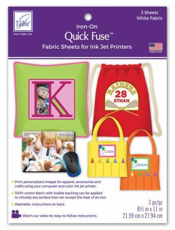 White Quick Fuse Inkjet Fabric Sheets 930J