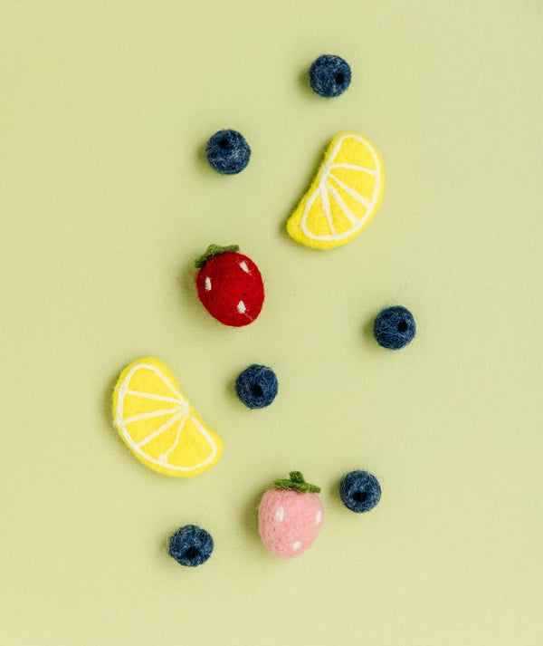 Wool Felt Lemons & Berries 10pcs KDKB1276