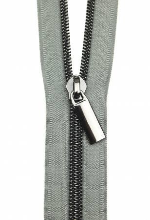 Zippers By The Yard Grey Tape 3 yds #5 nylon coil & 9 pulls Gunmetal