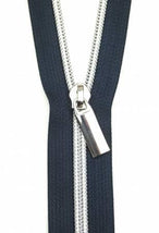 Zippers By The Yard Navy Nickel Pulls #5 nylon coil & 9 pulls - Nickel